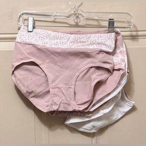 Pink and White Cotton Blend Panties Size Medium Set of Six Pairs